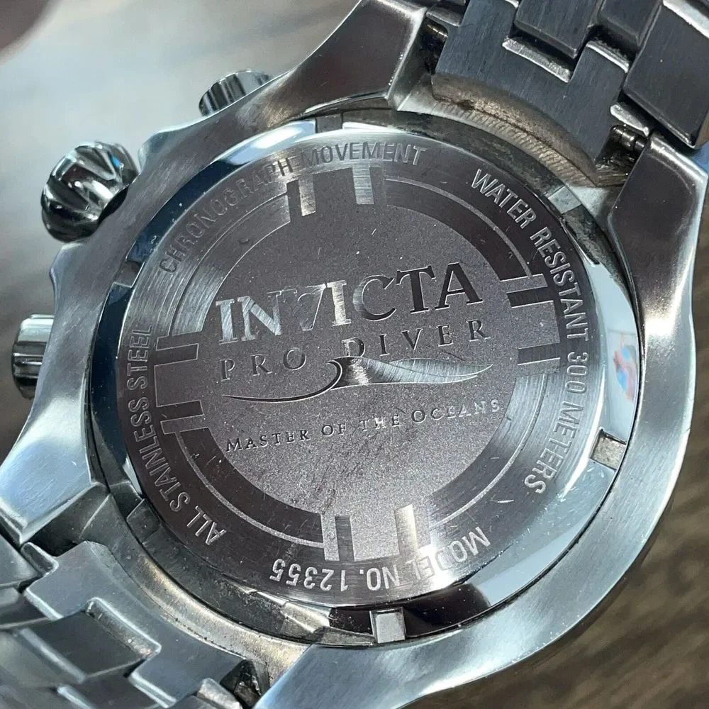 Invicta Mens Rare Pro Diver‎ Chrono Blue Dial Stainless Steel Watch Model 12355
